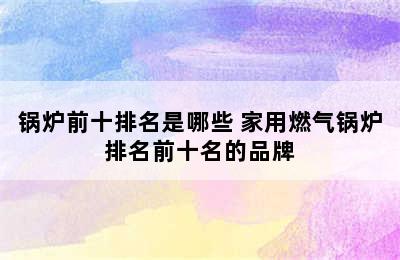 锅炉前十排名是哪些 家用燃气锅炉排名前十名的品牌